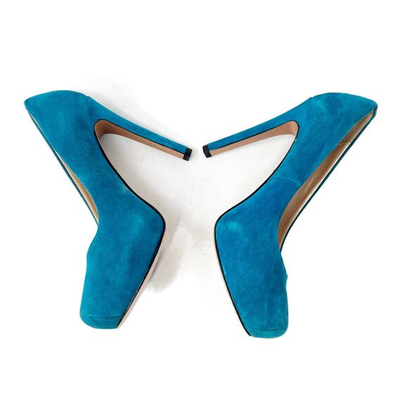 Pour La Victoire Gillianna Platform Pump Teal Blue Suede Heels sz 7.5 M - Picture 3 of 9